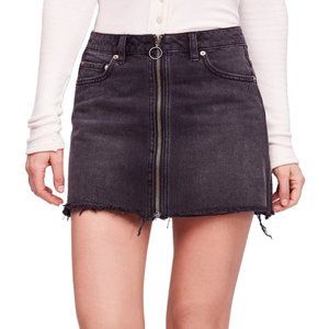 Free People Black Denim Mini Skirt